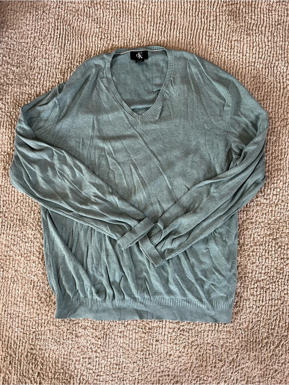Calvin Klein Men's V-Neck Sweater in Sage Green